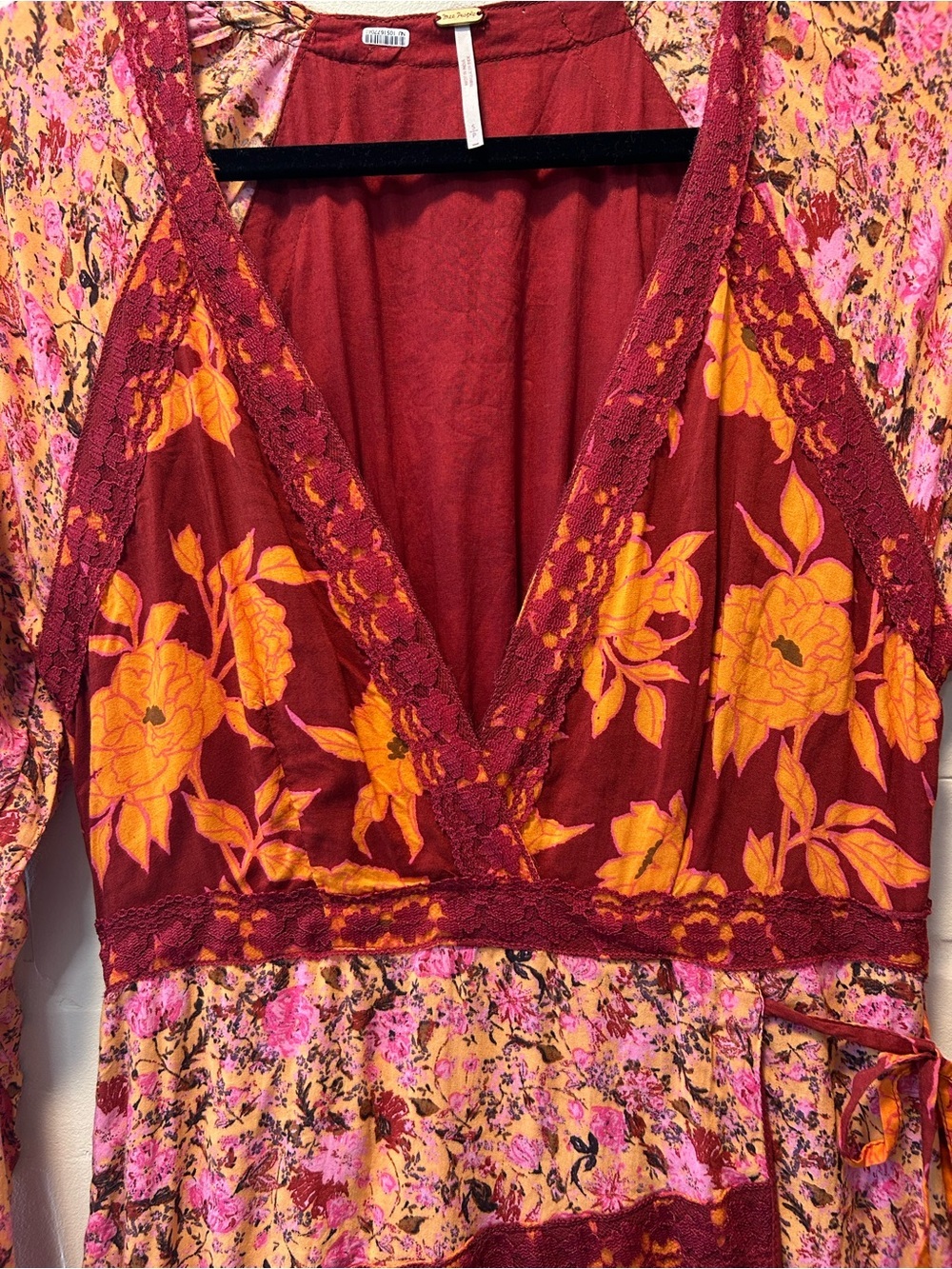 Free People Tilda Femme Combo Floral Faux Wrap Maxi Dress Size Small - Picture 7 of 13